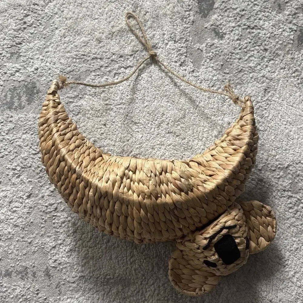 Rattan Hanging Koala Bear Basket Planter Unique Home Decor